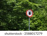 Tick Infected area with danger sign. Risk of tick-borne and lyme disease.