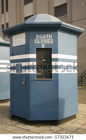 Ticket booth located in front of the old Yankee Stadium in the county of the Bronx, NY, USA.  This is part of the old stadium which is no longer in use.  Photographed  April, 2009