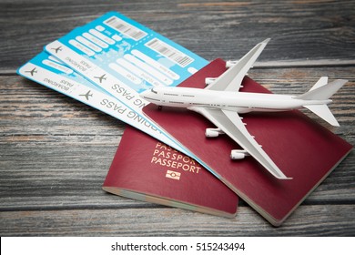 Ticket Flight Air Plane Travel Business Traveller Trip Passport Traveler Airplane Passenger Journey Air Ticket Booking Aircraft Boarding Concept - Stock Image