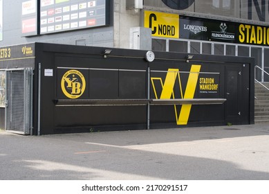 Ticket Office Of Swiss Football Club YB At Entrance North Of Football Stadium Wankdorf At City Of Bern, Capital Of Switzerland, On A Sunny Summer Day. Photo Taken June 16th, 2022, Bern, Switzerland.