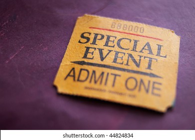 Ticket stub for Special Event, shallow DOF