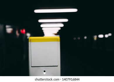 Ticket validation machine with a dark background 