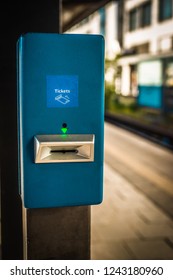 Ticket Validation Stamp Machine on a Platform at a Train Station