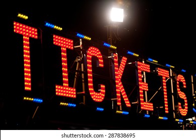 tickets classic electric sign like the ones used in circus or old fashioned shops