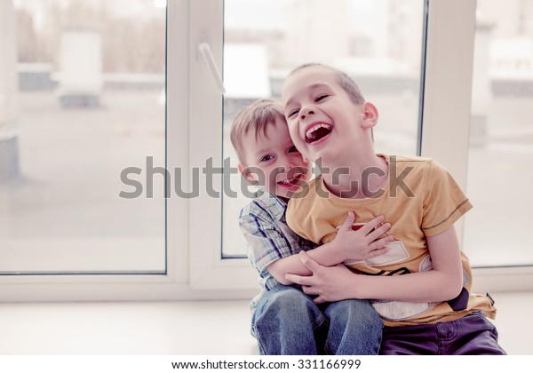 Tickling Two Cute Laughing Boy Tickle Stock Photo Edit Now 331