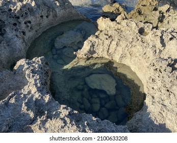 A Tide Pool Filled With Rocks And Clean Water, Oahu, Hawaii