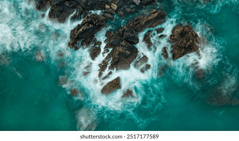 The tide washes over the rocks in Coverack.