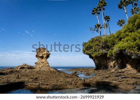 Tides pools, rock formations and cliffs provide interesting and beautiful views near Crescent Bay in Southern California.