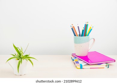 Tidy Workspace Setup, Writing Desk Tools Equipment, Smart Office Arrangement, Study Table, Taking Notes, Fresh Room Designs, Organized Tabletop, Recycling Materials