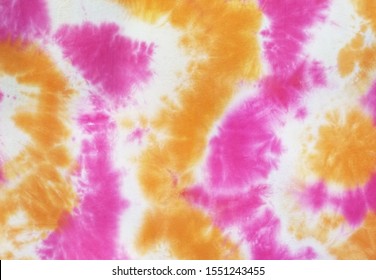 Tie Dye 2 Tone Clouds Close Up Shot  fabric texture background Pink Yellow