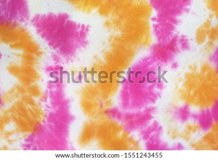 Tie Dye 2 Tone Clouds Close Up Shot  fabric texture background Pink Yellow