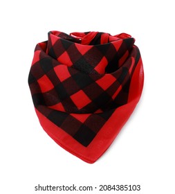 Tied Red Bandana With Check Pattern Isolated On White