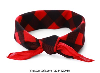 Tied Red Bandana With Check Pattern Isolated On White