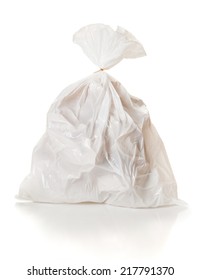 Tied Trash Bag On White Background