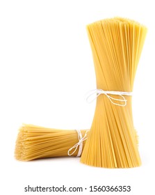 Tied Uncooked Italian Spaghetti Isolated On White