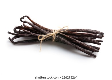 Tied Vanilla Pods On White Background