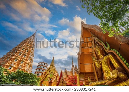 Tiger Cave Temple (Wat Tham Sua) in Kanchanaburi, Thailand is a beautiful day, so it is very popular with tourists and foreigners 