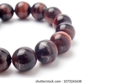 Tiger Eye Bracelet Isolated On White Background.