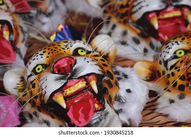 Tiger Face Mask Used For Traditional Festivel In Kerala, India