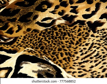 Tiger Jaguar Wildlife Africa Pattern Textile.