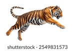 A tiger jumping isolated on white Background