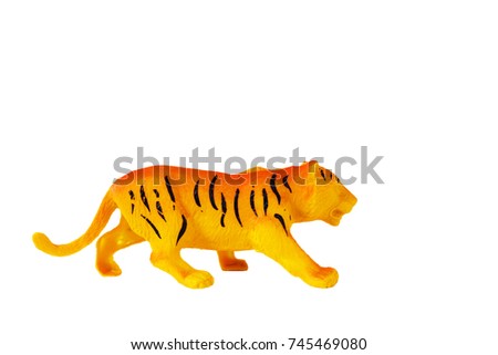 tiger model concept toy on white background.