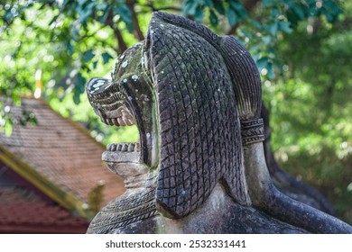 Tiger statue at Buddhist temple Wat Phnom Banan, Battambang, Cambodia