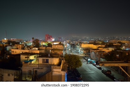 Tijuana, Baja California, Mexico - December 29 2018. Night At Downtown