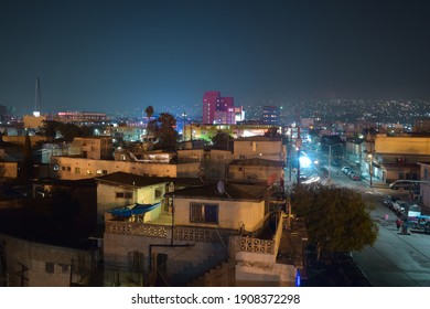 Tijuana, Baja California, Mexico - December 29 2018. Night At Downtown