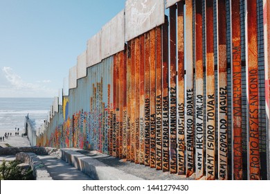 Tijuana, Baja / Mexico - Feb 17 2019

Playas De Tijuana Border wall as seen from the Mexico side. Murals on the Tijuana side