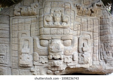 TIKAL , GUATEMALA May 03 2016 : Stela In The Archaeological Site Of The Pre-Columbian Maya Civilization In Tikal National Park , Guatemala The Park Is UNESCO World Heritage Site Since 1979