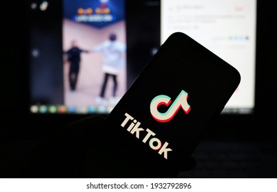  TIKTOK Logo From The Social Network User Being Inspired By Dance TIKTOKERS - Mexico City - Mexico, March 2021