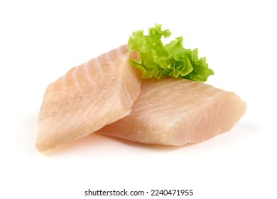 Tilapia fish fillet, isolated on white background - Shutterstock ID 2240471955
