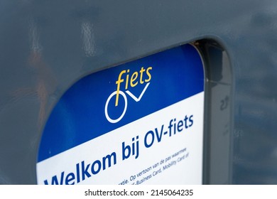 Tilburg, The Netherlands - March 14, 2022: OV-Fiets Logo Showcase On A Sign. Public Transit Bike Rental