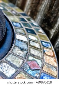Tiled Fire pit up close