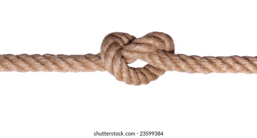 Tiled Knot On Rope Such A Heart On White Background