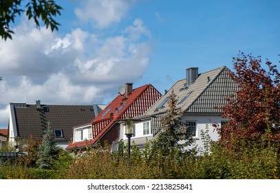 Tiled Roofs Of Houses In The City, Residential Area