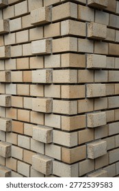 A tiled wall with protrusions