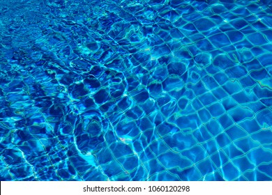 Tiles under the water, swim pool, blue pool