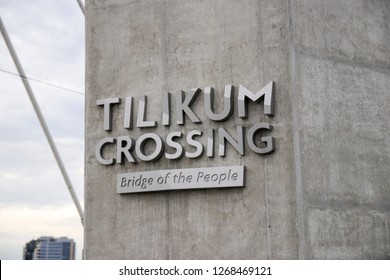 Tilikum Crossing Bridge Of The People Sign In Portland, Oregon.