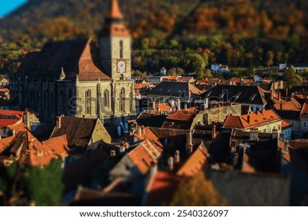Tilt shift effect on Black Church in Braşov Romania