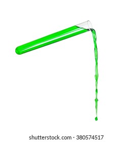 from tilted test-tube is poured green liquid isolated on white background - Powered by Shutterstock