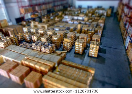 Tilt-shift image of Logistics warehouse