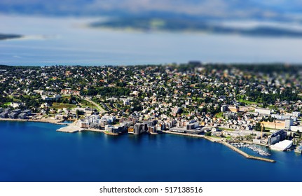 Tilt-shifted Micro Toy Tromso City Background Hd