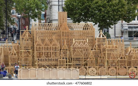 Timber Built Structure On The River Thames To Commemorate 350 Years Sine The Great Fire Of London In 1666 - London, UK - 2nd September 2016