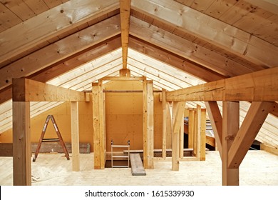 The Timber Roof Truss  Of A New Half-timbered Building