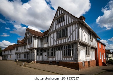 Timbered Medieval Architecture In Suffolk Town Of Lavenham