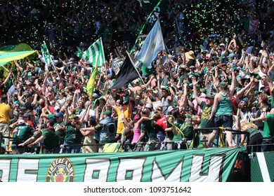 The Timbers Army At Providence Park In Portland Oregon USA May 13,2018.