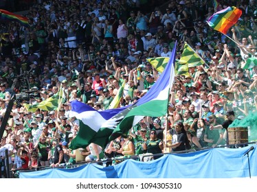 The Timbers Army At Providence Park In Portland Oregon USA May 13,2018.