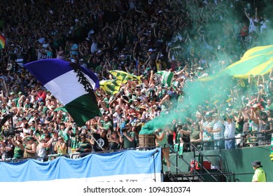 The Timbers Army At Providence Park In Portland Oregon USA May 13,2018.